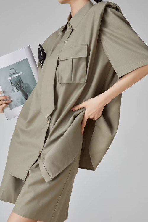 Spade Lace-Up Short-Sleeve Shirt / Shorts