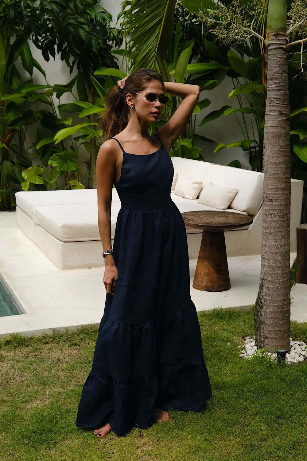 Spaghetti Strap Backless Ruffle Maxi Dress Spaghetti Strap Backless Ruffle Maxi Dress