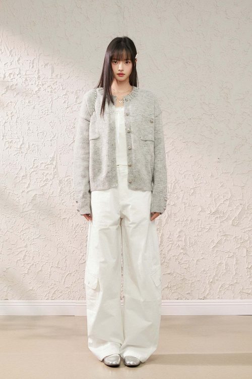 Speckled Rhinestone Knit Cardigan / Rhinestone Flash Jeans