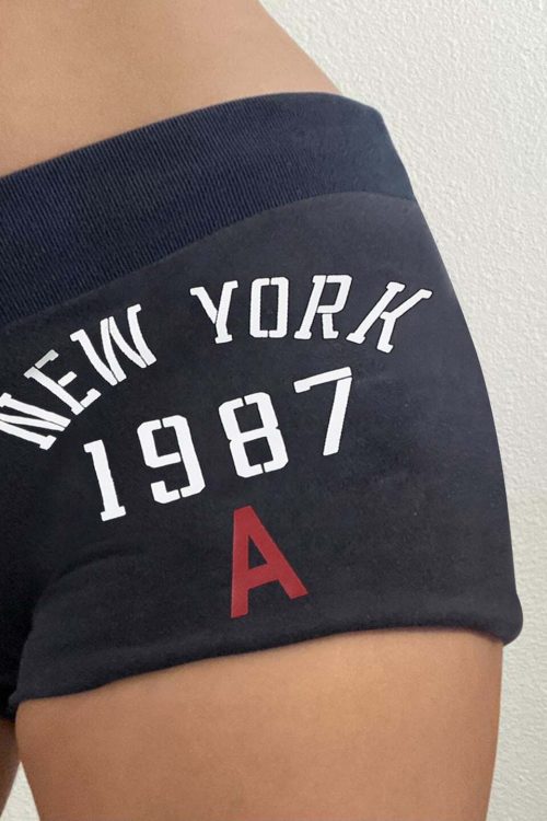 Sporty Casual Number Print Color Block Shorts