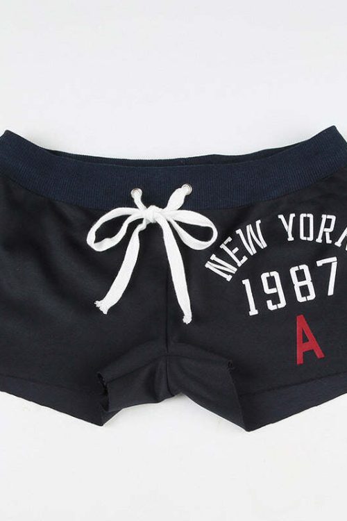 Sporty Casual Number Print Color Block Shorts