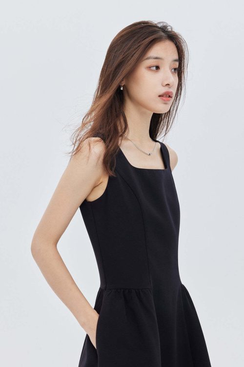 Square-Neck Wide Strap Dress