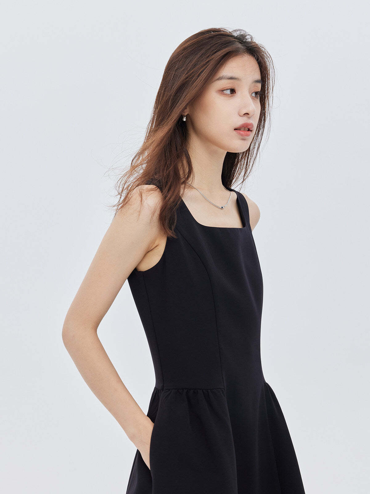Square-Neck Wide Strap Dress Square-Neck Wide Strap Dress