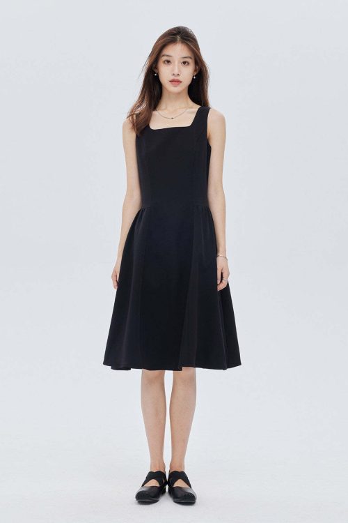 Square-Neck Wide Strap Dress