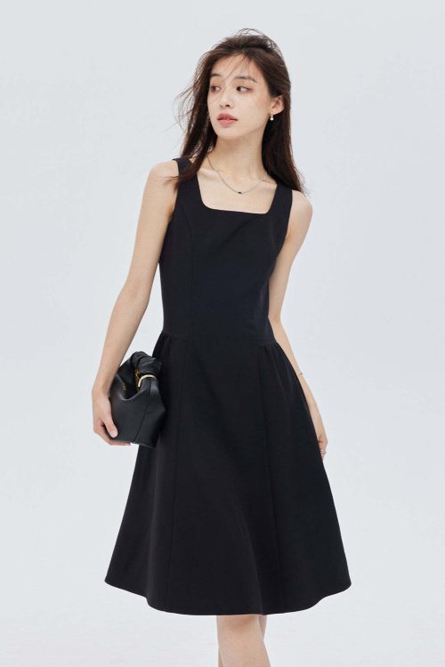 Square-Neck Wide Strap Dress