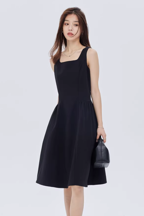 Square-Neck Wide Strap Dress
