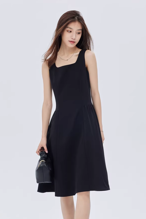 Square-Neck Wide Strap Dress