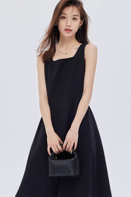 Square-Neck Wide Strap Dress