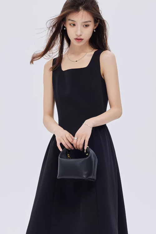 Square-Neck Wide Strap Dress