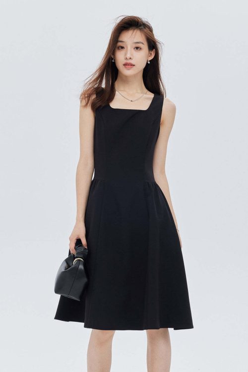 Square-Neck Wide Strap Dress