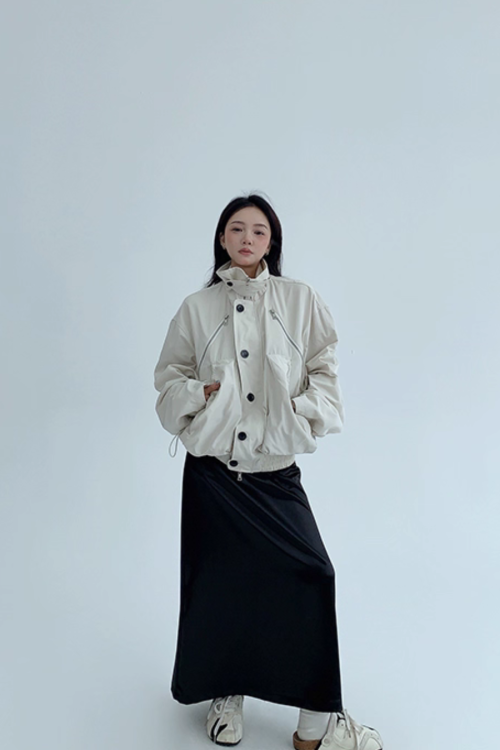 Stand Collar Balloon Sleeve Jacket