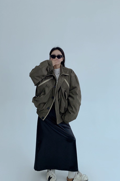 Stand Collar Balloon Sleeve Jacket