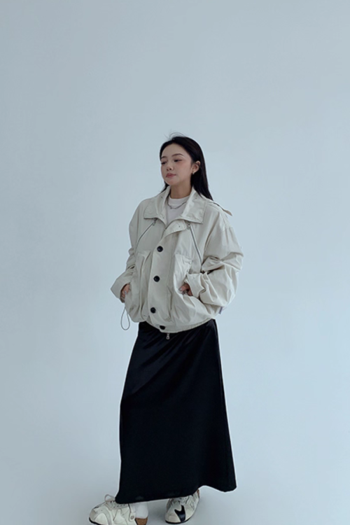 Stand Collar Balloon Sleeve Jacket