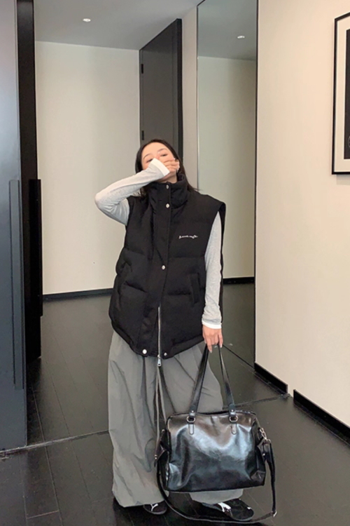 Stand Collar Cotton Down Vest