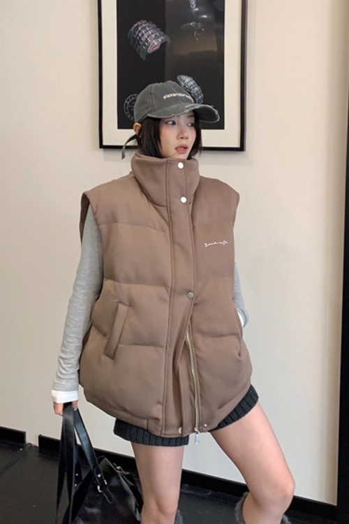Stand Collar Cotton Down Vest