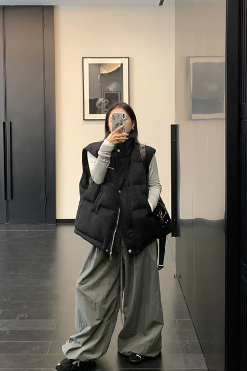 Stand Collar Cotton Down Vest