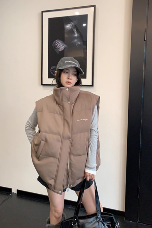 Stand Collar Cotton Down Vest