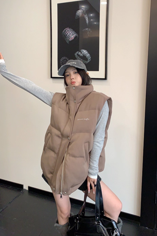 Stand Collar Cotton Down Vest
