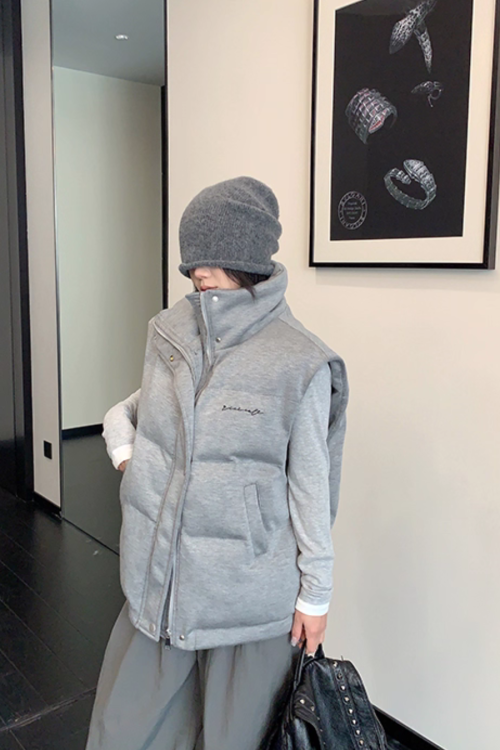 Stand Collar Cotton Down Vest