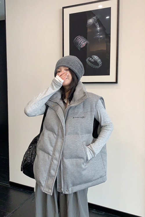 Stand Collar Cotton Down Vest