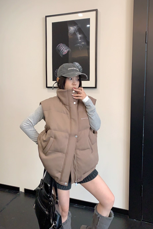 Stand Collar Cotton Down Vest