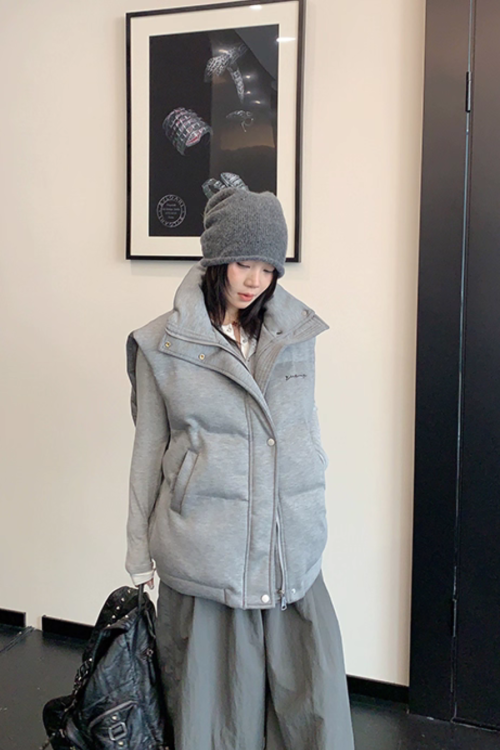 Stand Collar Cotton Down Vest