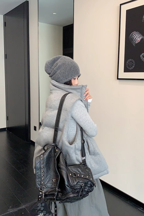 Stand Collar Cotton Down Vest