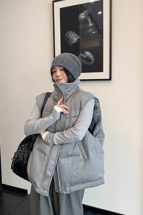 Stand Collar Cotton Down Vest