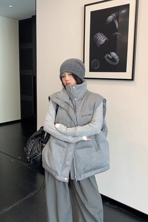 Stand Collar Cotton Down Vest