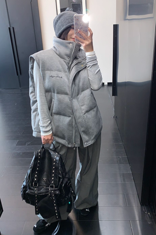 Stand Collar Cotton Down Vest