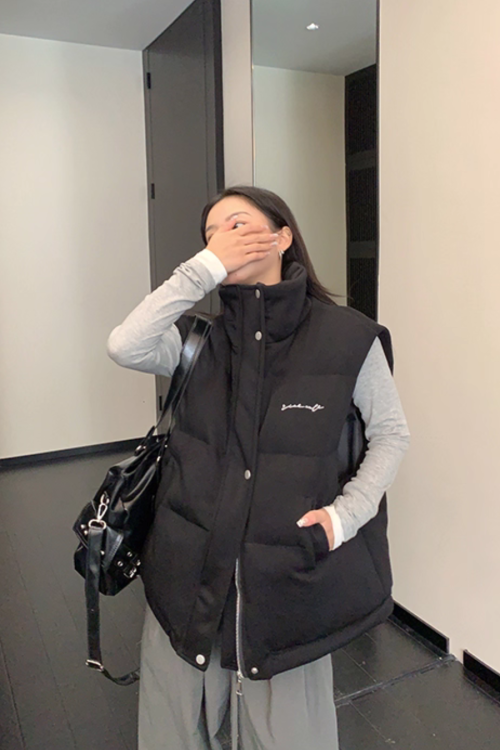 Stand Collar Cotton Down Vest