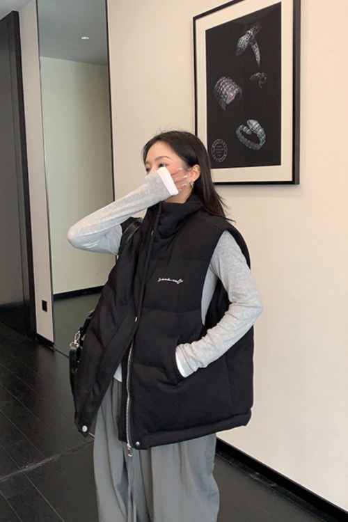 Stand Collar Cotton Down Vest