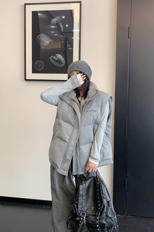 Stand Collar Cotton Down Vest