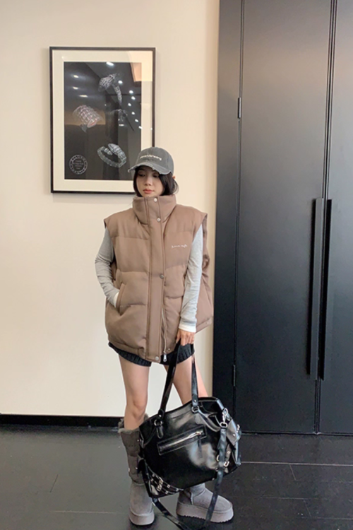 Stand Collar Cotton Down Vest