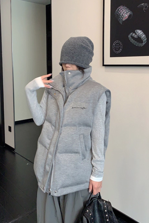 Stand Collar Cotton Down Vest