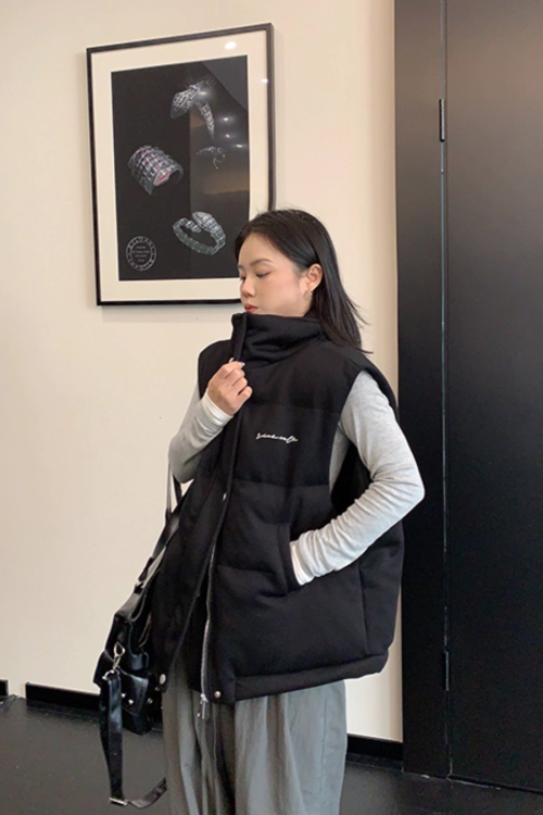 Stand Collar Cotton Down Vest