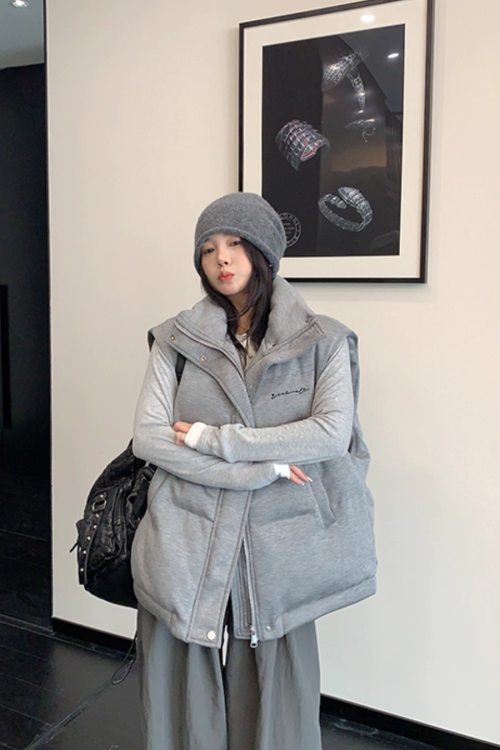 Stand Collar Cotton Down Vest