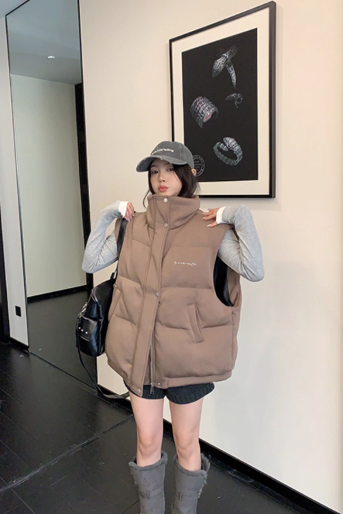 Stand Collar Cotton Down Vest
