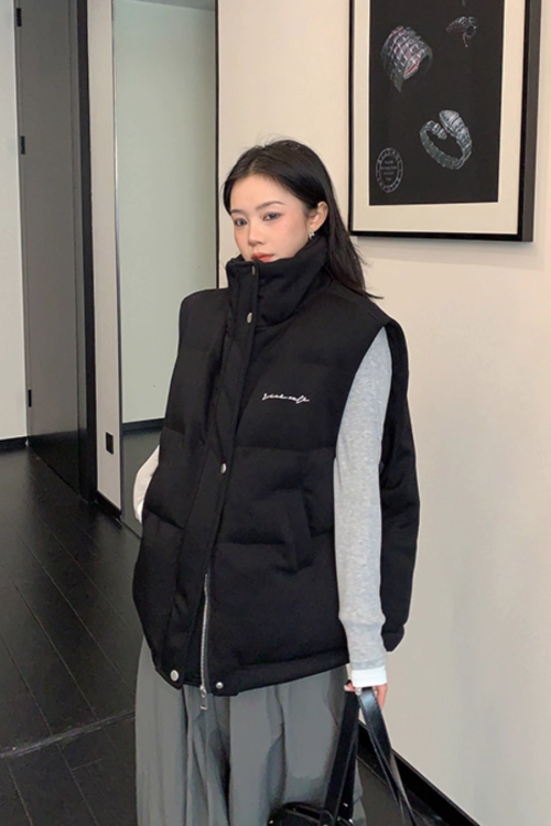 Stand Collar Cotton Down Vest