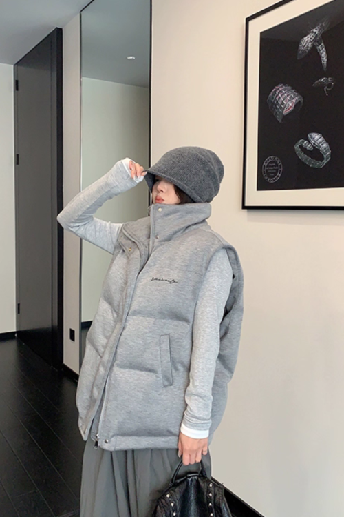 Stand Collar Cotton Down Vest