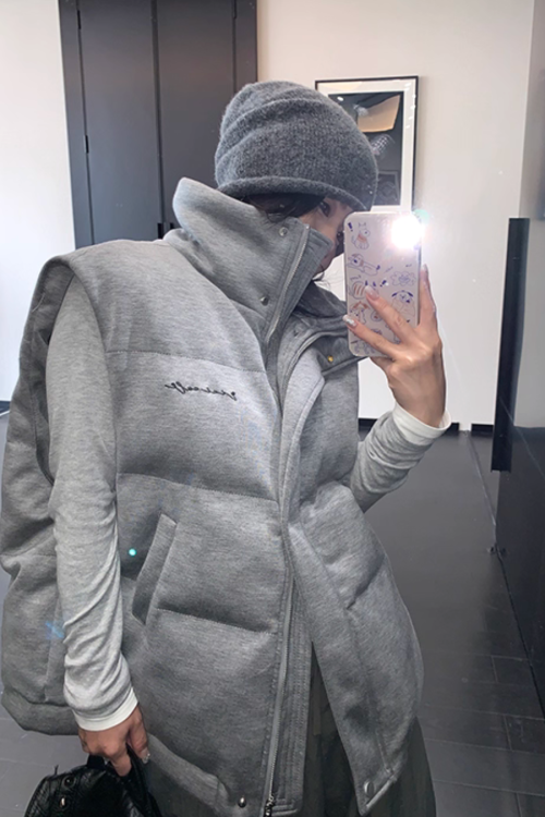 Stand Collar Cotton Down Vest