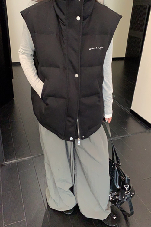 Stand Collar Cotton Down Vest