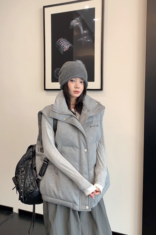 Stand Collar Cotton Down Vest