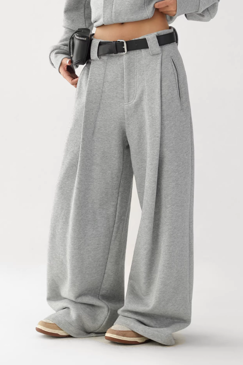 Stand Collar Cropped Jacket / Casual Wide Pants