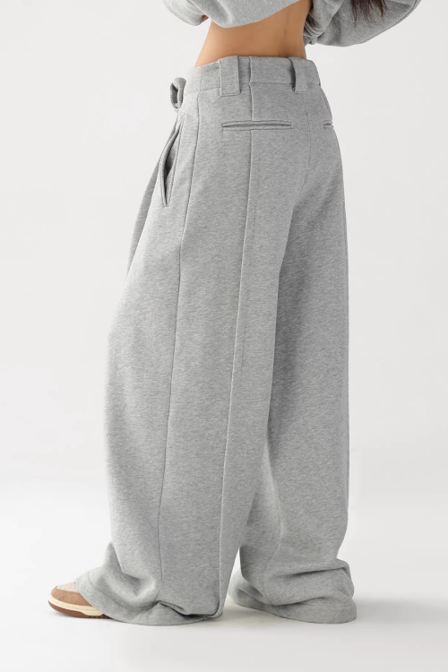 Stand Collar Cropped Jacket / Casual Wide Pants