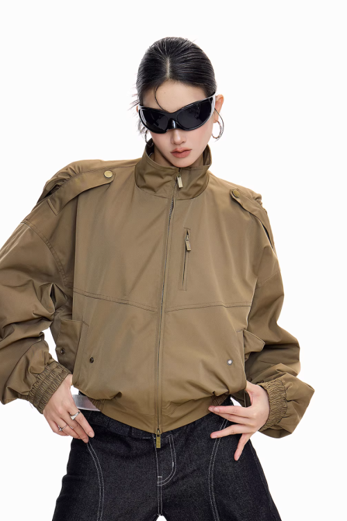 Stand Collar Cropped Jacket