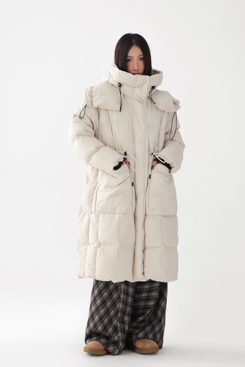 Stand Collar Down Long Coat