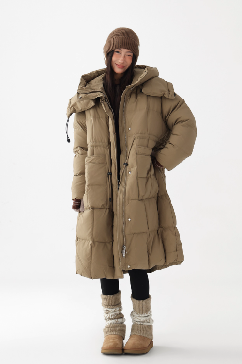 Stand Collar Down Long Coat
