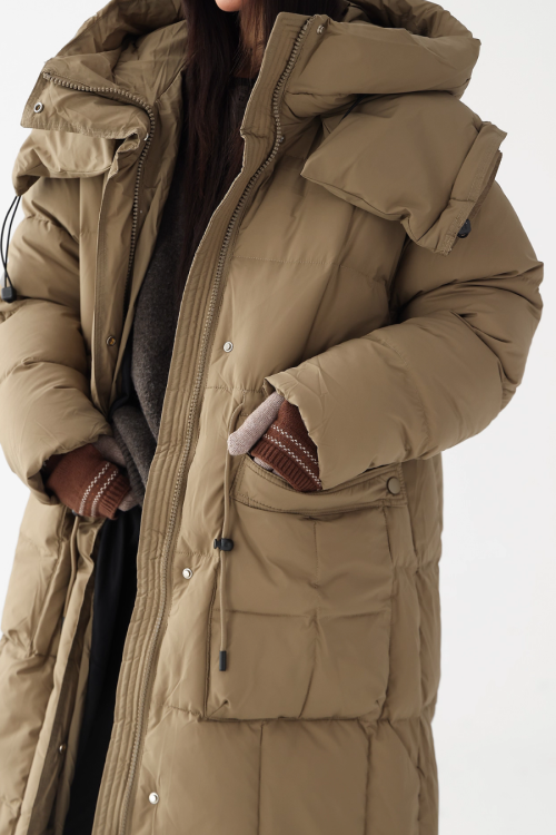 Stand Collar Down Long Coat