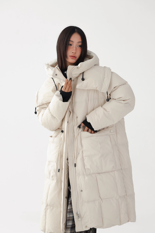 Stand Collar Down Long Coat